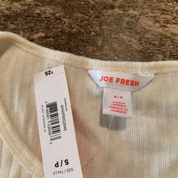 Stretchy Joe Fresh Off-White Ribbed Top - Picture 4 of 9